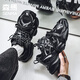 Semir Black Samurai Herrenschuhe im Sommer atmungsaktiven Netz trendy All-Match-Casual Sports Dicker Sohle Retro Daddy trendy Schuhe Schwarz 42