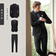 G MONS suit men's business anti-wrinkle easy-care casual suit wedding groom professional formal suit black A version top + pants + vest C0020 48