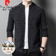Pierre Cardin high-end pure goat. cashmere sweater men's spring and autumn zipper knitted cardigan winter thickened stand-up collar jacket trendy Mancamel Gray M