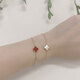 18K gold four-leaf clover bracelet color gold jewelry rose gold gold bracelet bracelet girl happy birthday gift rose gold red agate 10mm