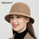 SOMUBAY Fisherman Hat Women's Autumn and Winter Wool Warm Hat Women's Casual Top Hat Fashion Versatile Retro Basin Hat Mixed Camel Default
