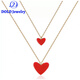 Fat Donglai's same style 18k gold red heart necklace Ai Yi Ke small 18K coral color small love heart