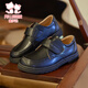 Fulomi leather shoes for boys and girls, comfortable and breathable shoes for all seasons, British style children's school performance formal shoes, black 33