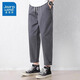 Jeanswest casual pants men's spring and summer new trendy loose versatile nine-point men's pants thin cotton teen straight-leg pants 9904 deep khaki L