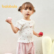 Balabala baby short-sleeved t-shirt baby girls top 2025 new summer dress sweet, exquisite, western style and comfortable white tone 00311 120