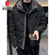 Pierre Cardin 2025 new autumn and winter versatile plus velvet jacket men's casual hooded cotton coat work jacket black-plus velvet style M