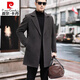 Pierre cardin high-end white goose-vulpe liner double-sided wool woolen coat men thickened winter mid-length wool trench coat men caramel color 170/M