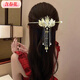 Light luxury angel wings combination hairpin with spring flowers, retro style tassel hairpin, Hansu daily hairpin, new sweet hair accessory H-cat eye wheat ear hairpin