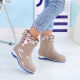 Zapatillas de lluvia de moda de Qisiman para mujeres zapatos de agua para adultos use botas de agua de mitad de tarjeta gruesas zapatillas impermeables a impermeables zapatos de pegamento cálidos y cómodos sobrevalores SY Mid-card Card (sin algodón) Tamaño estándar 37