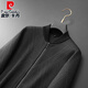 皮尔卡丹（pierre cardin）棒球领开衫拉链毛线衣男士春秋季中老年薄款休闲上衣胖子针织外套 深灰色 XL
