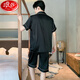 LangSha (LangSha) ice silk pajamas men's summer short-sleeved pants summer thin 2025 new men's style outdoor wear home clothing suit G723 [with pants pockets] 2XL (height about 180 and weight 150-175