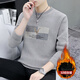 Jacket pullover sweater for men autumn and winter styles for men round necks integrated with velvet thickened warm sweater for men's clothes sweater 6990 dark gray M (90-105Jin [Jin equals 0.5 kg])