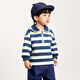 Mini Bara boys and girls long-sleeved sweatshirt autumn baby lapel polo collar pullover [college style] white and blue tone 00318 110