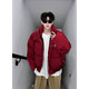 Zhiwei Man's Gypsophila Cotton Jacket Men's 2025 Winter New Thick Warm Cotton Jacket American High Street Loose Casual Cotton Jacket Red XL Recommended 120-140Jin Jin equals 0.5 kg