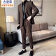 Jason's Double Breasted Suit Men's Suit High-end Banquet Business Professional Formal Wear British Style Handsome Slim Suit Jacket Brown (Single Suit) M (100-120Jin Jin is equal to 0.5kg)