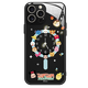 Nouvelle horloge créative de Disney Famille Disney Famille Absorbeur magnétique Absorbeur de téléphone Tempérad Verre dure Silicone Soft Edge Magsafe Wireless Charge Cutoon mignon Convient pour les hommes et les femmes [Texture en verre magnétique noir] Minnie-ABL692Y iPhone15