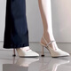Mu Ni temperament sandals with skirt white high heels for women 2025 women's shoes French rhinestone pointed toe stiletto shoes off-white 8CM size 36