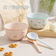 Everyday low price, new underglaze color ceramic bowl and tableware set, girlish ins style ceramic bowl and spoon, 99% people choose dreamy pink and blue two bowls and two spoons