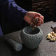 Boguo Xiong handmade retro bluestone mortar garlic press garlic masher pot stone cup mortar garlic mortar stone nest stone mortar retro threaded old stone mortar outer diameter 16CM