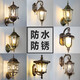 Fenglanq outdoor wall lamp waterproof European retro balcony garden lamp American aisle staircase outdoor pastoral led wall lamp bronze hexagonal wall lamp