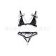 Sexy Lace Pearl Three Points Small Breast Show Big Pearl Temptation Thong Passionate No-Take Off Suit Women One Size Black Does Not Include Socks