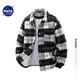 NASA wie offizielle karierte gestreifte Wolljacke für Männer im Herbst und Winter American Retro Casual High-End Woll Männerjacke Khaki M (Empfohlen 90-105Jin [Jin ist gleich 0,5 kg])