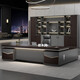 European wooden simple light luxury boss office desk and chair combination simple modern president desk supervisor desk leader office computer desk black walnut + iron gray 2.4 meters boss table + boss chair