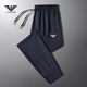 Emporio Armani sports. Men's summer thin loose large size casual trousers ice silk quick-drying men's pants black flat mouth (ice-feeling cooling) (one set 5XL (180-200Jin [Jin equals 0.5 kg])