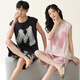 Fuxinkang couple pajamas pure cotton shorts for summer men and women sweet and cute cartoon large size can be worn outside home clothing suit AM-739 XL - men [height 170-175-weight 120-140]