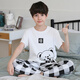 MANNIDO MEN MEN'S BIG KINDER KINDER FRINGE UND AUTUMN PURE COTTOME Kurzärärmelhosen Pyjamas Set Dünn Cartoon Teenager Hauskleidung kann außerhalb N9901 getragen werden