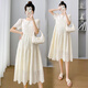 Nanding Yagre Maternity Robe Summer Nouveau Robe de maternité brodée Original Coton pur Hot Mom Jupe de maternité moyenne Longueur Abricot Couleur L 110-125Jin [Jin est égal à 0,5 kg]
