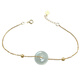 Caizhi 18k gold ice jade A goods safety buckle bracelet rose gold women's fine color gold beads hand ornaments gold inlaid jade gift simple gold beads style