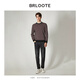 Brloote jacquard wool sweater for men, diamond plaid sheep wool warm sweater for winter, black and red 170/92A