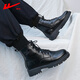 Chaussures masculines Huili Martin Boots Men's British Trendy Chaussures hiver plus Velvet rétro Motorcycle haut toit Bottes pour hommes Travail Bottes en cuir Chaussures en coton noir 43