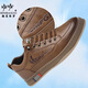 Henipolo sports shoes for men new style cowhide leather men's trendy sneakers for men all-match business casual shoes non-slip low-top men's shoes brown 43 (265mm) leather shoe size