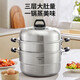 Jiuyang steamer 304 stainless steel three-layer compound bottom household steamed fish and raised lid steamer steamer steamer induction cooker gas stove high arch lid large capacity丨ZGH2802 3 layers 28cm