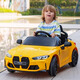 Haolaixi BMW children's electric car four-wheel car remote control toy car can sit a child and baby with a swing baby stroller, top with painted silver + soft wheel leather seat + remote control swing + Bluetooth music + portable pull rod