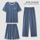 Heart-suggested Modal pajamas men's summer short-sleeved short-length trousers three-piece set for middle-aged and elderly thin large-size dad's home clothes 1695-3# (short-sleeved shorts + trousers) L men's 100-130Jin [Jin equals 0.5 kg]