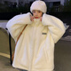 Ai Zhuer reversible lamb wool coat for women autumn and winter new Korean style loose thickened lamb wool cotton clothes for women white one size fits all (recommended 80-140 Jin Jin equals 0.5 kg)