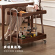
Original solid wood edge movable retro trolley North American black walnut living room sofa tea table M1181 [Black walnut] trolley 670*380*690mm