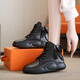 AIZUNSHI thick-soled Martin boots for women in 2024 autumn and winter new style of sponge cake-soled short boots casual white shoes versatile leather high top beige 36 (230mm)