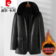 皮尔卡丹产冬季中老年人皮衣男加绒加厚可拆卸胆爸爸装外套大码皮夹克棉袄 588款黑色 【一体加绒】 190/4XL 适160-180斤