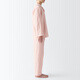 MUJI men's style, no side seams, double layer yarn, pajamas, men's home clothes, spring and autumn, FB0YDC4S, light orange stripes, M (top 170/92A, bottom 170/80A)