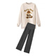 Yuanjiaxin Herbst- und Winter-Entbindungsanzug trägt Entbindungshosen Bauchhosen Mutterschaft Sweatshirt Spring- und Herbstkleidung sowie eine große Größe von 200 Jin [Jin gleich 0,5 kg] (Aprikosen-Top + Haferhosen) Frühlings- und Herbststil L.