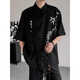 Schwören von Männern Verlobung vom neuen chinesischen Top -Ice -Seidenhemd Herren Sommer Bambus bestickter Anzug Hemd Reinigungsmittel schwarzes Hemd 5xl