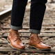 Kawazukiyou Style britannique Martin Boots Men's Summer Breatch et confortable Couper en cuir moyen Couche Cow Hide