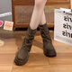 Nine-inch sunny small retro British style thick-soled Martin boots for women early autumn new height-enhancing slim and versatile retro short boots Retro British style Martin boots dark brown 38