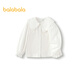 Balabala children's clothing girls long-sleeved shirt white shirt 2025 spring new tops the same style in the mall 201125102001
