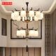 New Chinese style chandelier living room lamp modern Chinese style simple bedroom lamp restaurant Chinese style retro iron hall lamp 8 heads monochrome white light