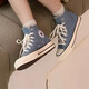 匡威（Converse）高帮帆布鞋CHUCK 70 HI男女鞋透气运动鞋A04584C 水洗蓝色 38